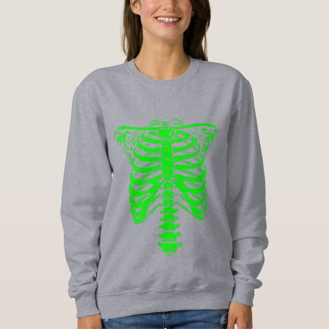 Halloween Skeleton Rib Käfigsäure grün Sweatshirt (Vorderseite)