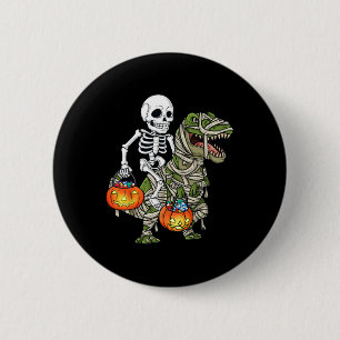 Halloween Skeleton Riding Mummy Dinosaur T Rex Spa Button
