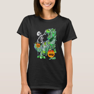 Halloween Skeleton Riding Mummy Rex Dinosaur Kinde T-Shirt