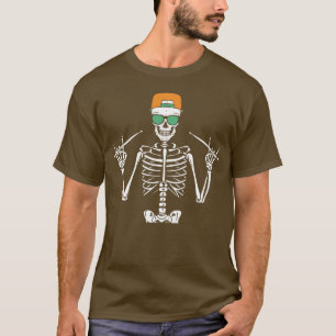 Halloween Skeleton Rock Hand Playing Drums Männer  T-Shirt