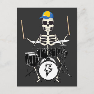 Halloween Skeleton Rock Hand Playing Drums Postkarte