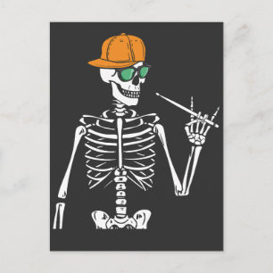 Halloween Skeleton Rock Hand Playing Drums Postkarte