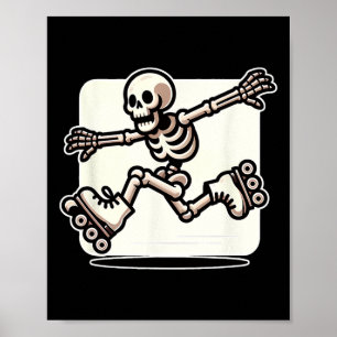 Halloween Skeleton Roller Skaten Skater Poster