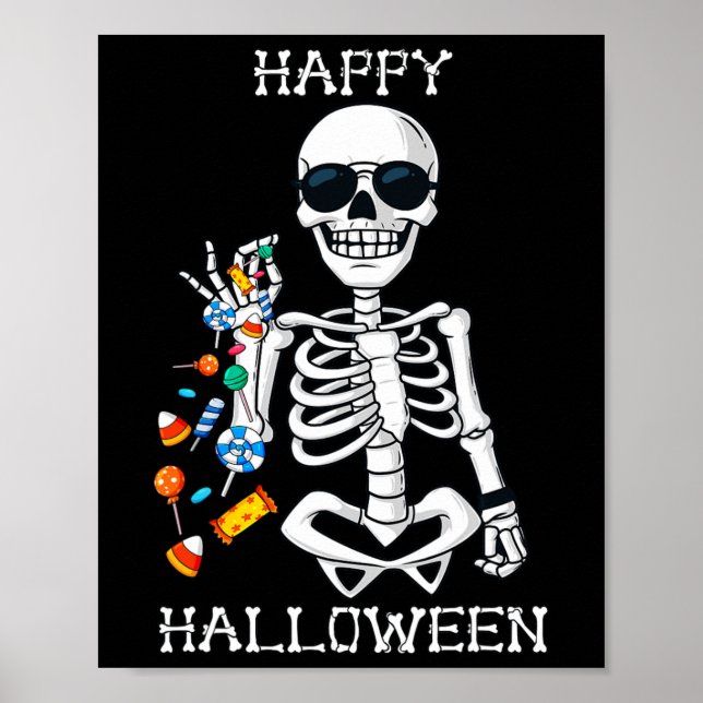 Halloween Skeleton Salting Candy Fun Poster (Vorne)