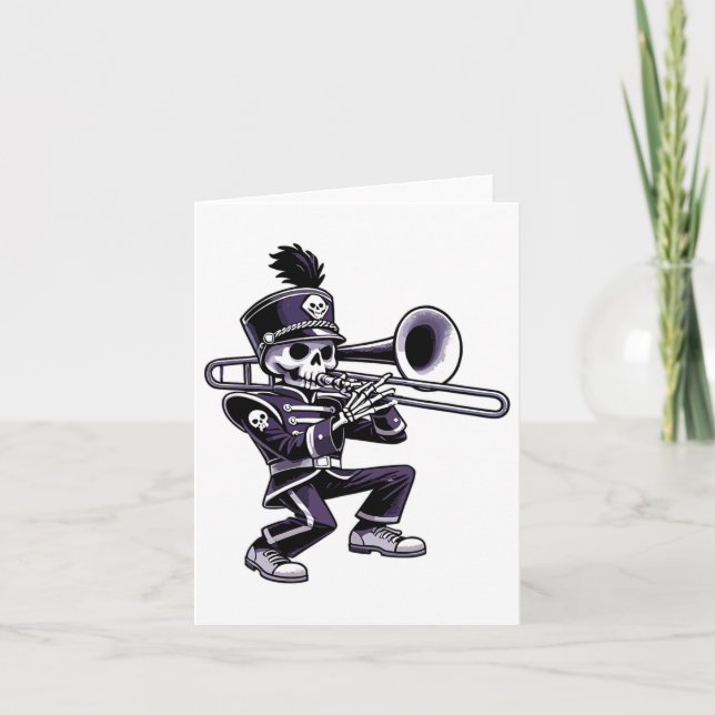 Halloween Skeleton School Marching Band Trombone P Karte (Vorderseite)