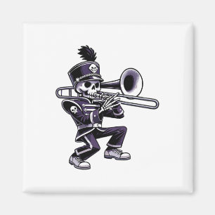 Halloween Skeleton School Marching Band Trombone P Magnet