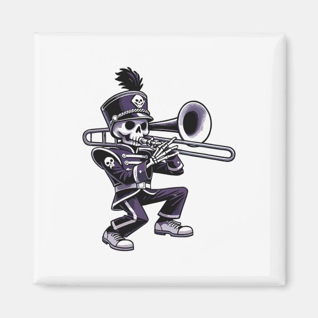 Halloween Skeleton School Marching Band Trombone P Magnet (Vorne)