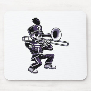 Halloween Skeleton School Marching Band Trombone P Mousepad