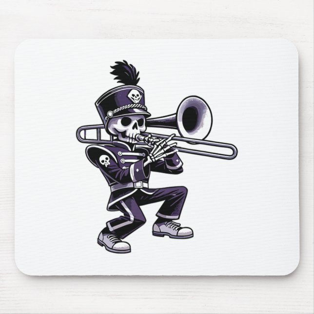 Halloween Skeleton School Marching Band Trombone P Mousepad (Vorne)