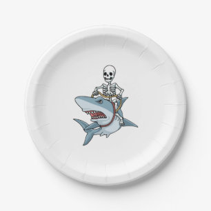 Halloween Skeleton Shark Funny Halloween Geschenk Pappteller