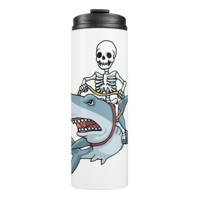 Halloween Skeleton Shark Funny Halloween Geschenk Thermosbecher (Vorderseite)