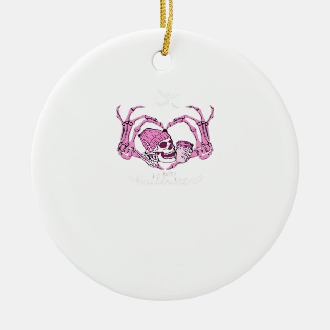 Halloween Skeleton Skeleton Beanie Design Keramik Ornament (Vorne)