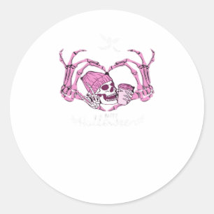 Halloween Skeleton Skeleton Beanie Design Runder Aufkleber