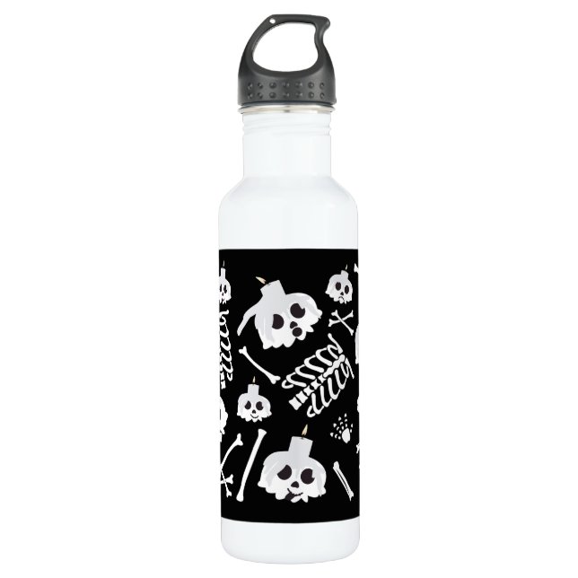 Halloween Skeleton Skull Bones Edelstahlflasche (Vorderseite)