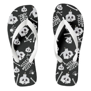 Halloween Skeleton Skull Bones Muster Flip Flops