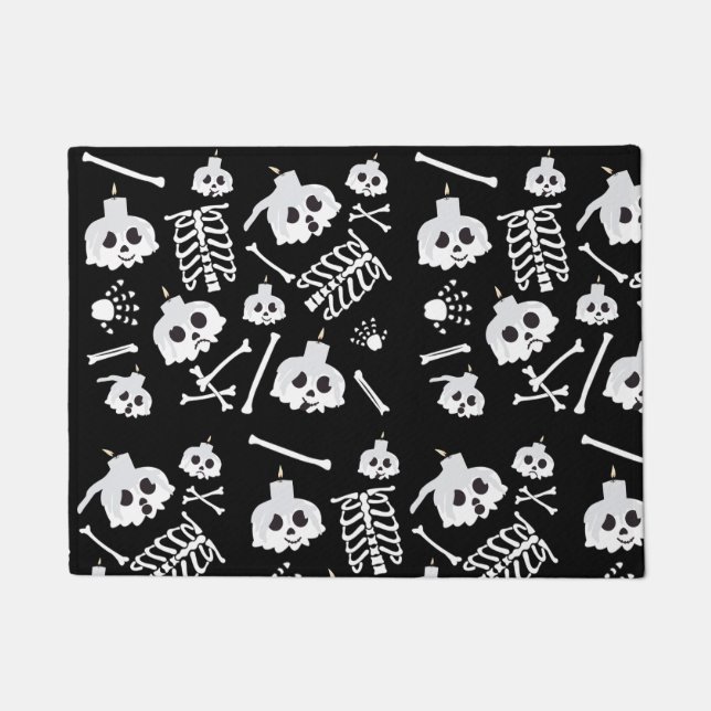 Halloween Skeleton Skull Bones Muster Fußmatte (Vorderseite)