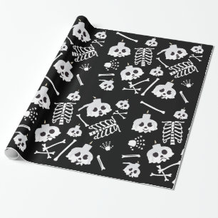 Halloween Skeleton Skull Bones Muster Geschenkpapier