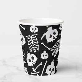 Halloween Skeleton Skull Bones Muster Pappbecher