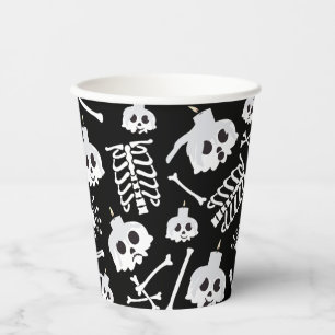 Halloween Skeleton Skull Bones Muster Pappbecher
