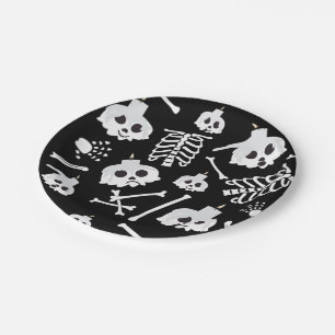 Halloween Skeleton Skull Bones Muster Pappteller