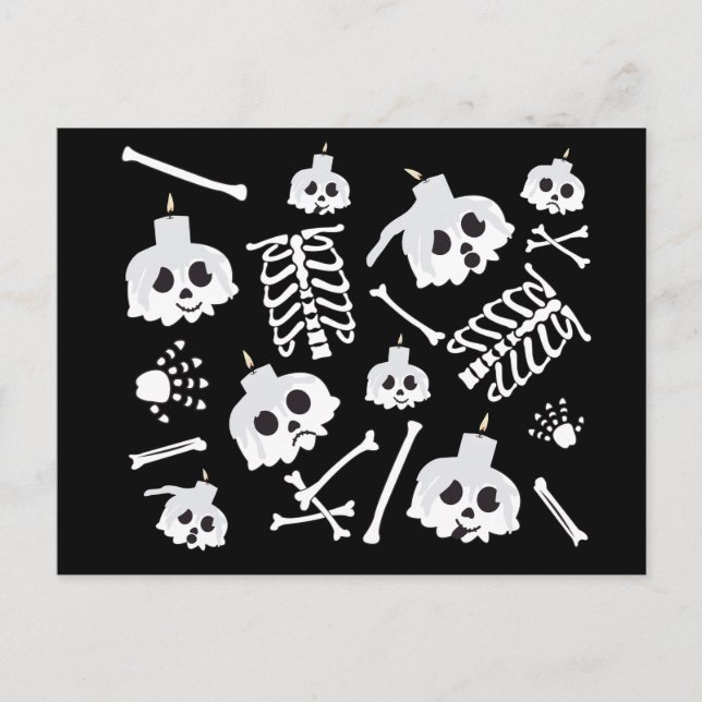 Halloween Skeleton Skull Bones Muster Postkarte (Vorderseite)