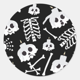 Halloween Skeleton Skull Bones Muster Runder Aufkleber