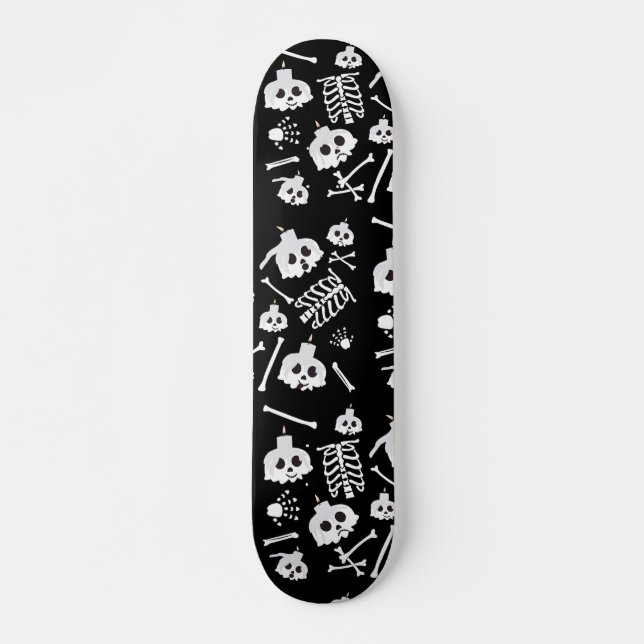 Halloween Skeleton Skull Bones Muster Skateboard (Vorne)