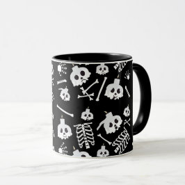 Halloween Skeleton Skull Bones Muster Tasse