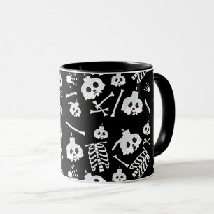 Halloween Skeleton Skull Bones Muster Tasse