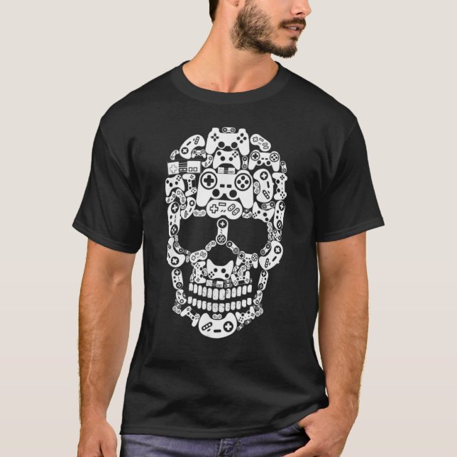 Halloween Skeleton Skull Video Gamer Controller G T-Shirt (Vorderseite)