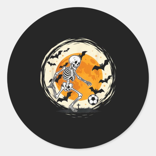 Halloween Skeleton Soccer Funny Football Kostüm M Runder Aufkleber (Vorderseite)