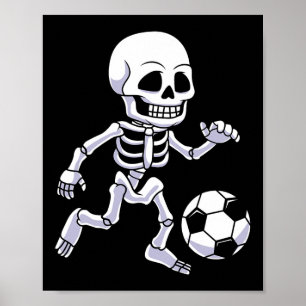 Halloween Skeleton Soccer Player Boys Kinder Poster