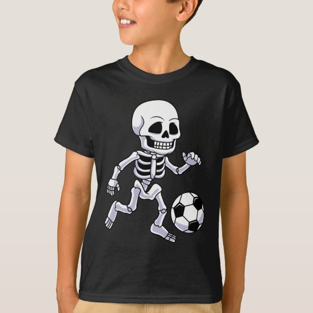 Halloween Skeleton Soccer Player Boys Kinder T-Shirt (Vorderseite)