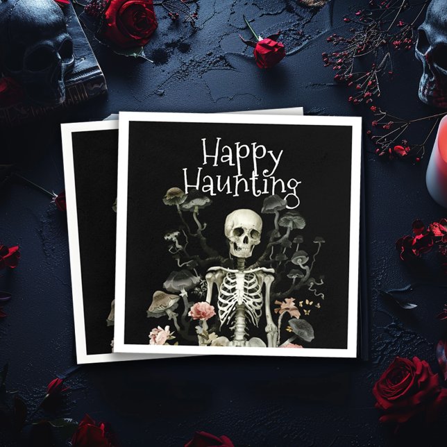 Halloween Skeleton Spuk Forest Party Black Serviette (Von Creator hochgeladen)