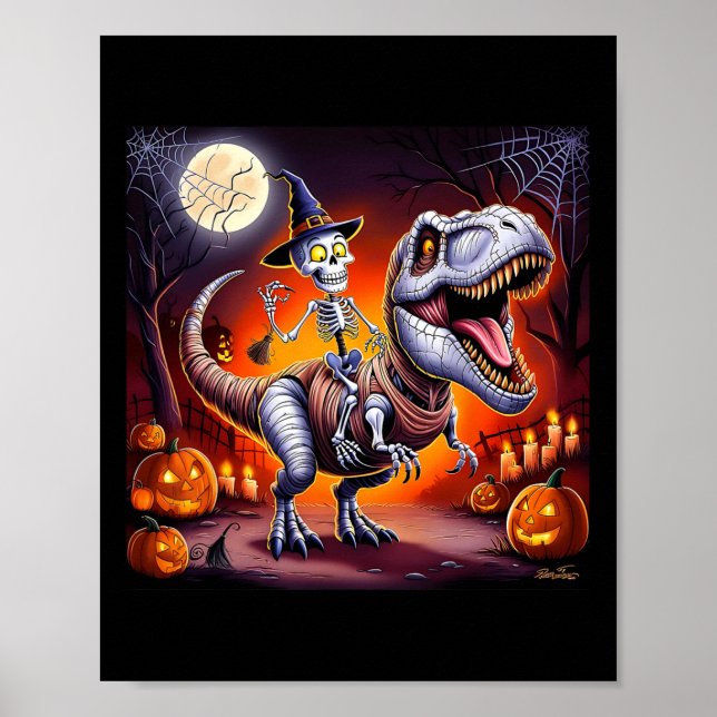 Halloween Skeleton T-rex Ride Poster (Vorne)