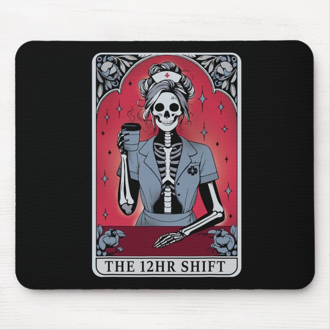 Halloween Skeleton Tarot Card Der 12-Stunden-Umsch Mousepad (Vorne)