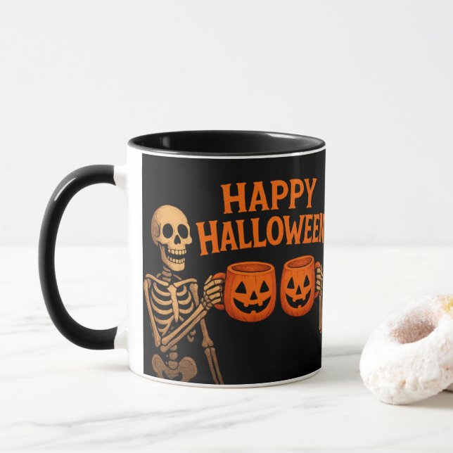 "Halloween Skeleton Tasse mit Pumpkin Cups - Spook (Mit Donut)