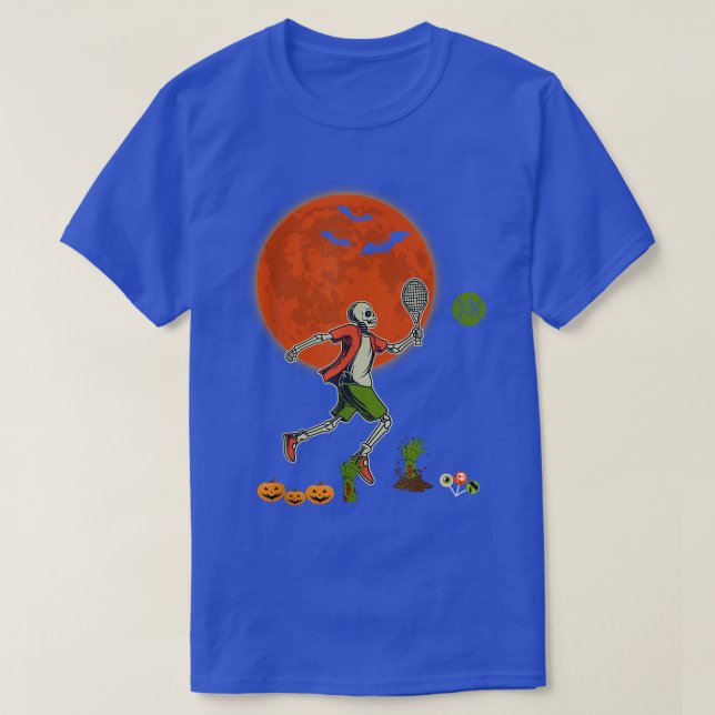 Halloween Skeleton Tennis Beängstigende Pumpkins P T-Shirt (Design vorne)