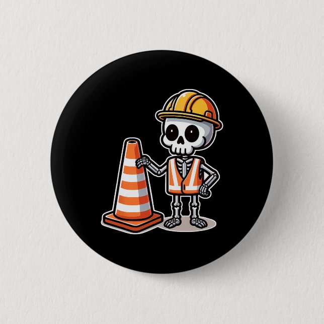 Halloween Skeleton Traffic Cone Button (Vorderseite)