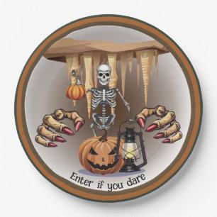 Halloween Skeleton Trick oder Behandlung Pappteller