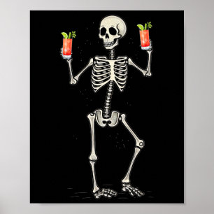 Halloween Skeleton trinkt blutigen Mary Schwanz Poster