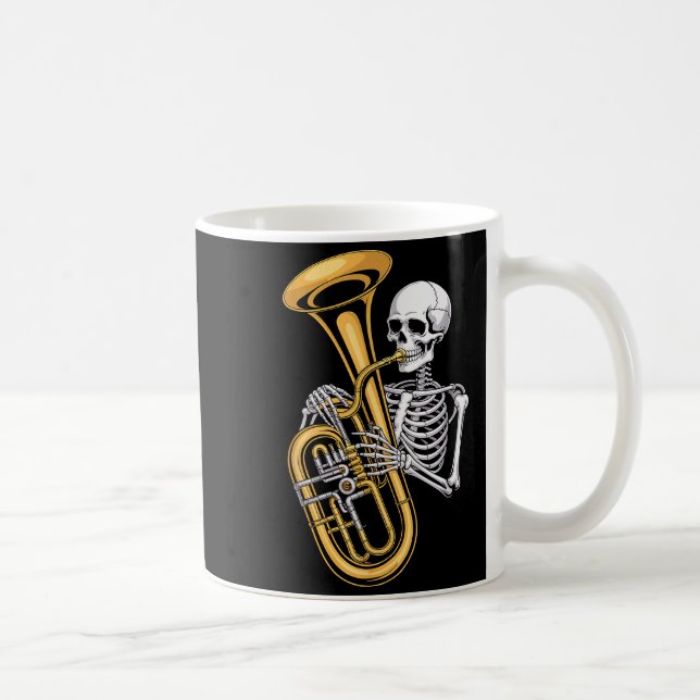 Halloween Skeleton Tuba Tubist  Kaffeetasse (Rechts)