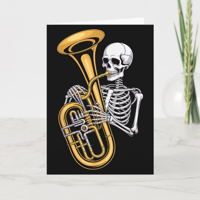 Halloween Skeleton Tuba Tubist  Karte (Vorderseite)