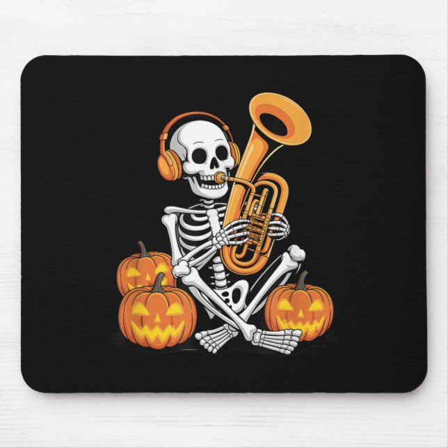 Halloween Skeleton Tuba Tubist  Mousepad (Vorne)