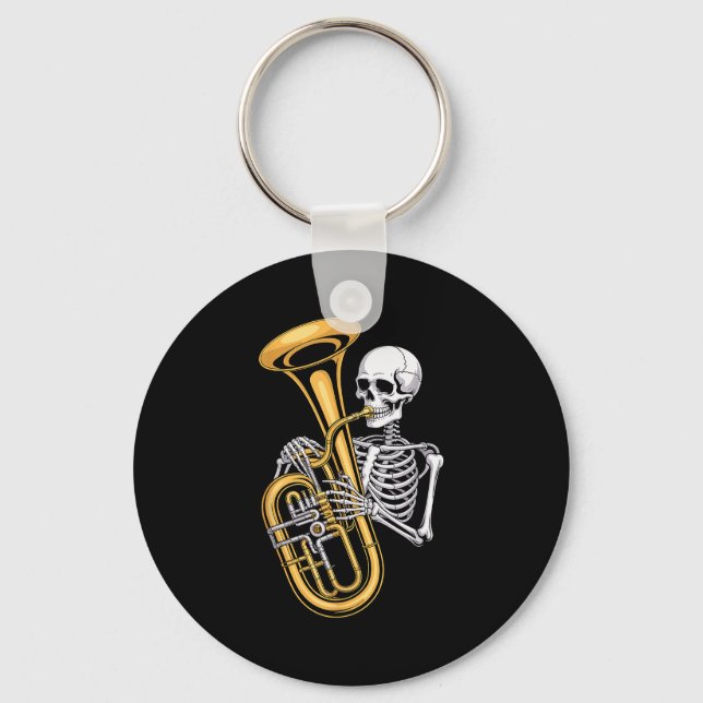 Halloween Skeleton Tuba Tubist  Schlüsselanhänger (Vorderseite)