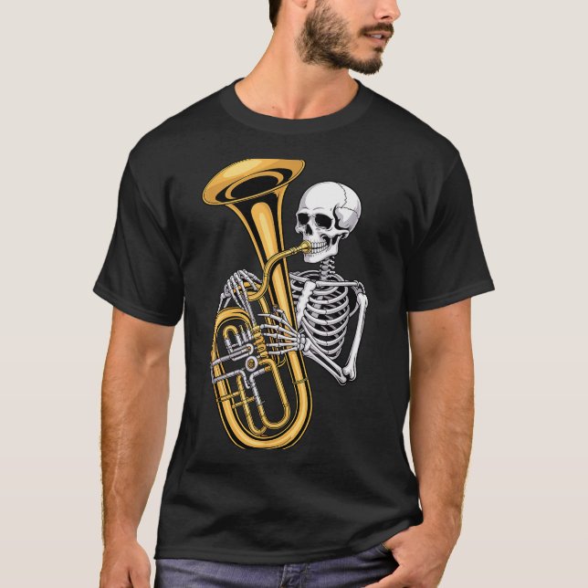Halloween Skeleton Tuba Tubist  T-Shirt (Vorderseite)