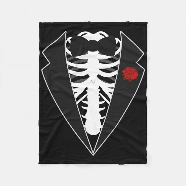 Halloween Skeleton Tuxedo Kostüm Fleecedecke (Vorderseite)