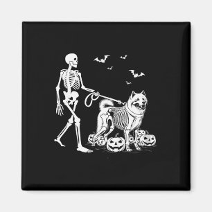 Halloween Skeleton Walking Samoyed Dog Magnet