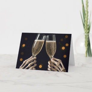 Halloween Skeleton Wedding Champagne Toast Karte