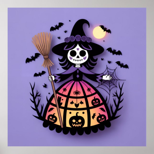 Halloween Skeleton Witch Poster (Vorne)